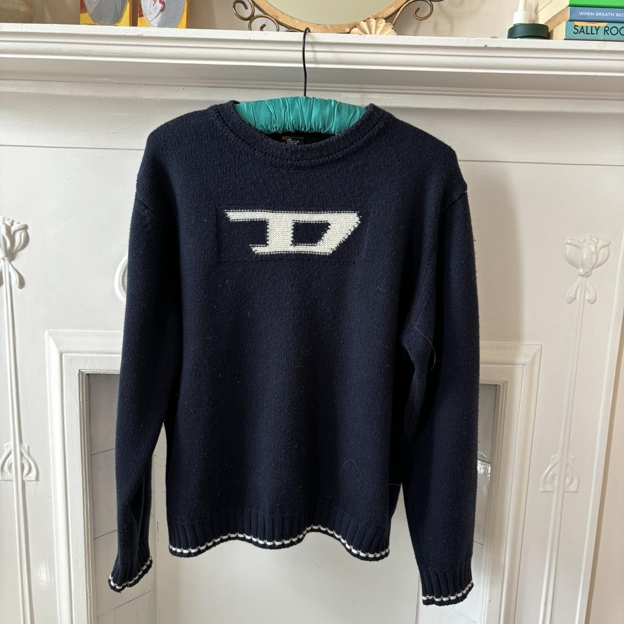 Diesel jumper Navy Knitted Wool Size L - Depop