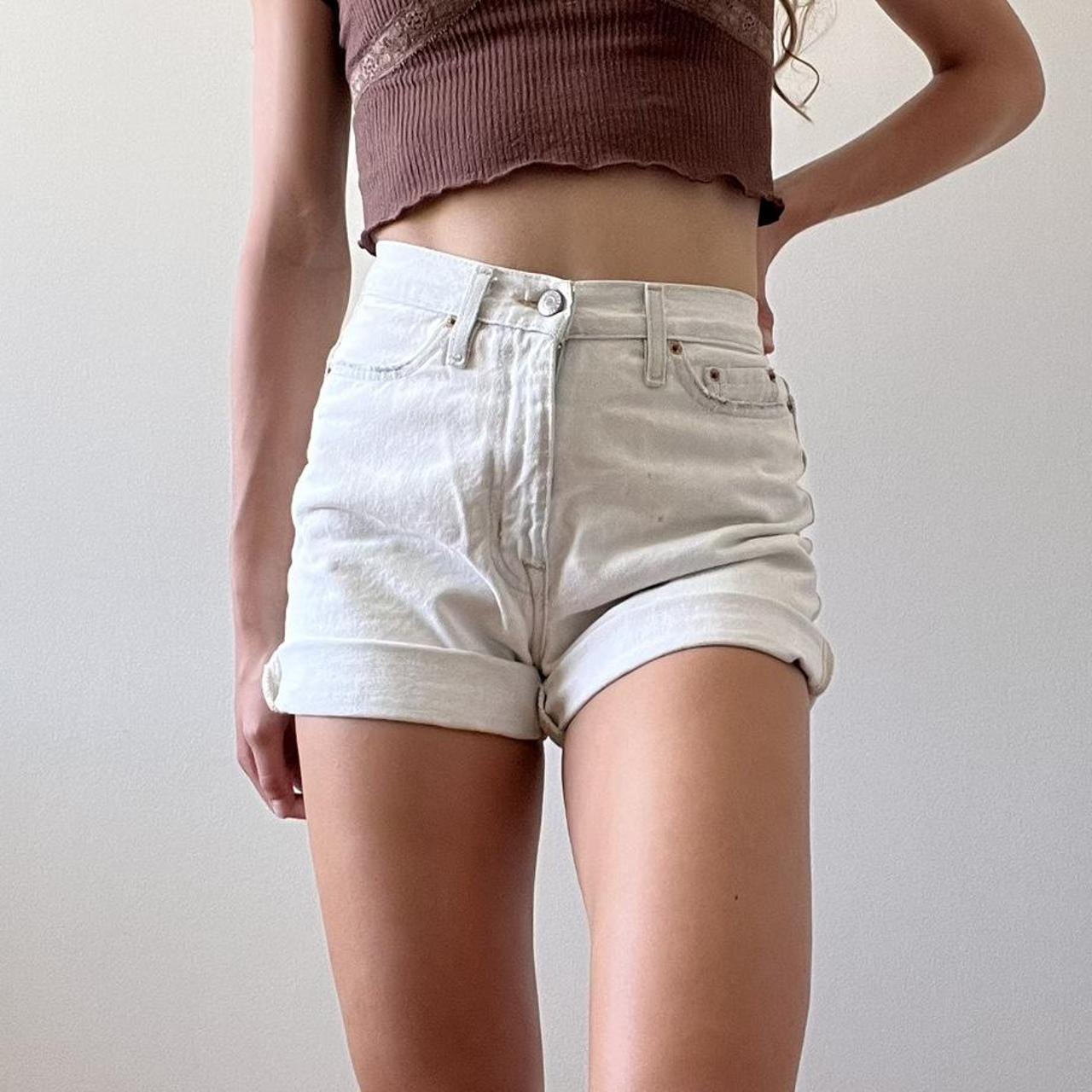 Cream hot sale denim shorts