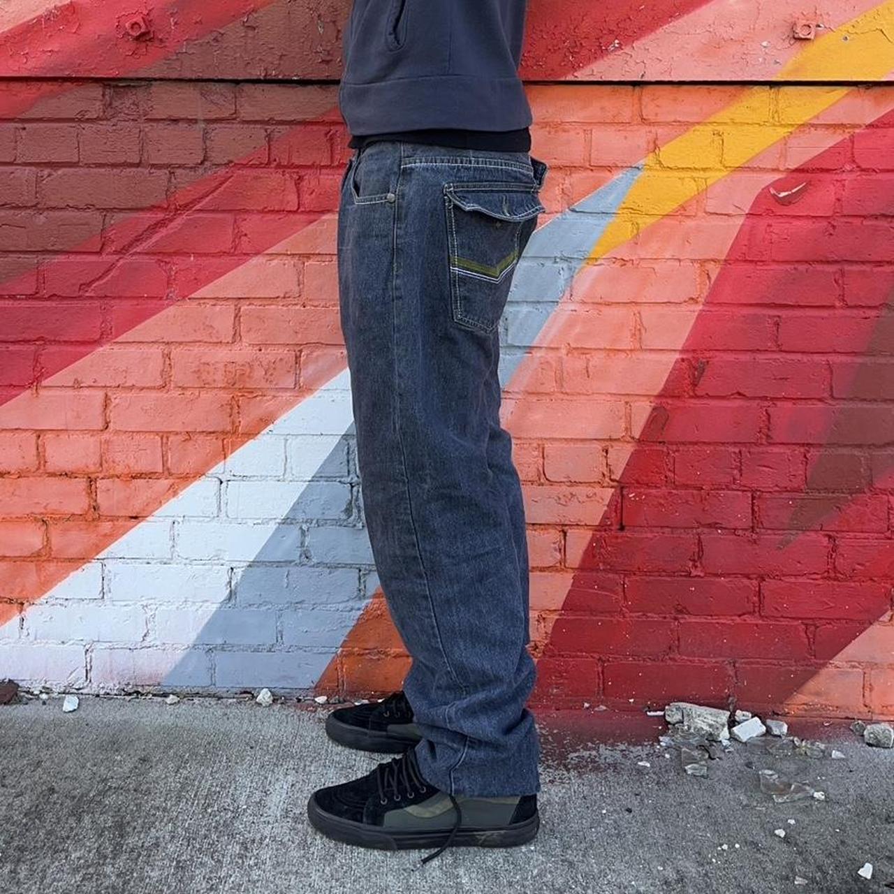 Y2K Baggy Contrast Stitch Jeans. Measured size 32x30 Depop