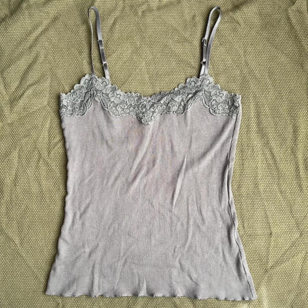 Grey lace tank top/cami Good layering piece... Depop
