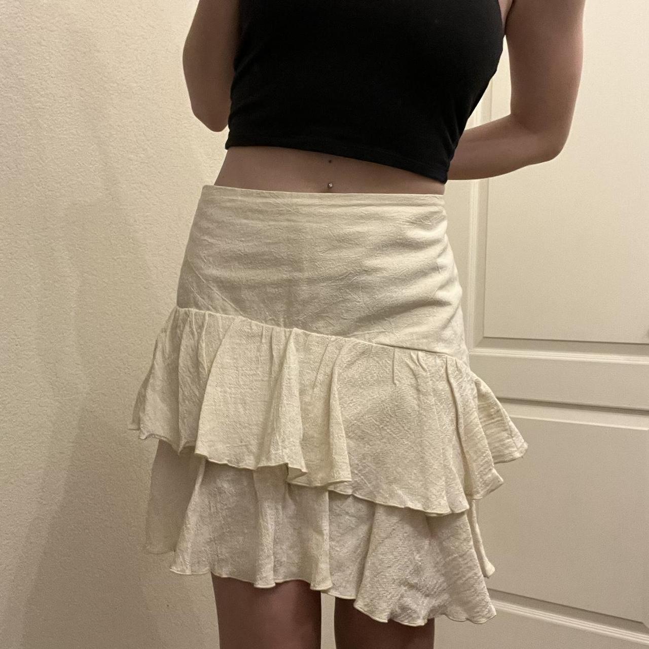 Cream Mini Skirt By The Brand Azteca Lindo, In A - Depop