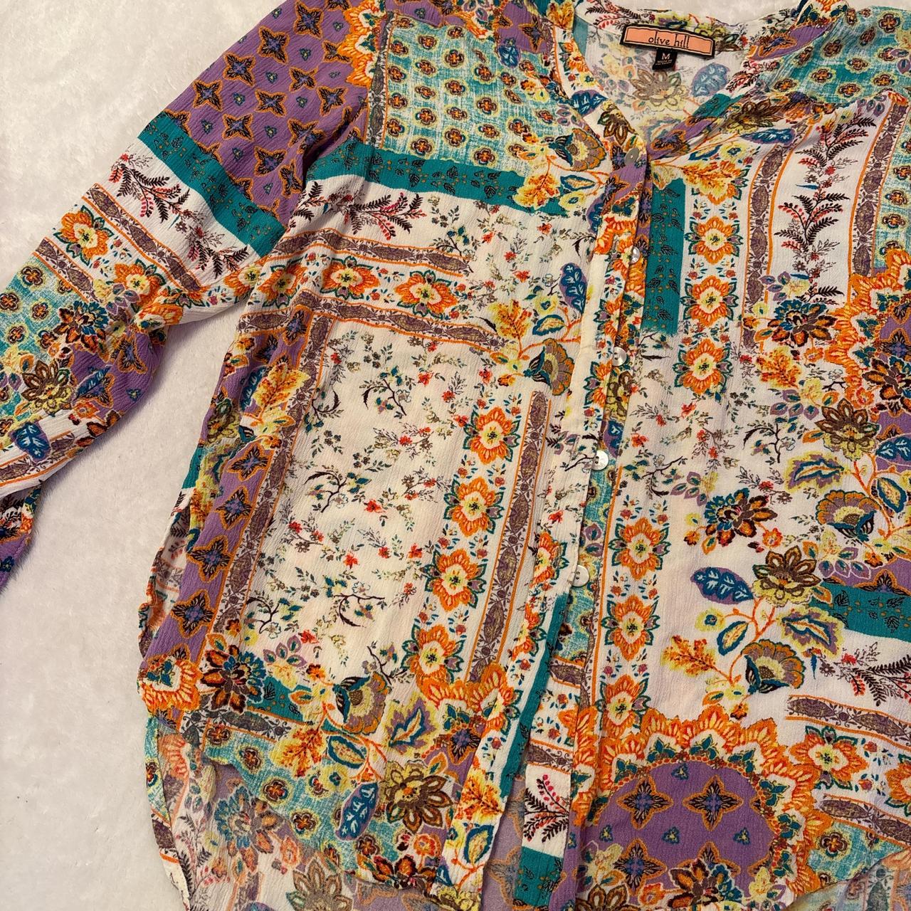 Women's Blouse - Multi - M – multi colored button… - image 3