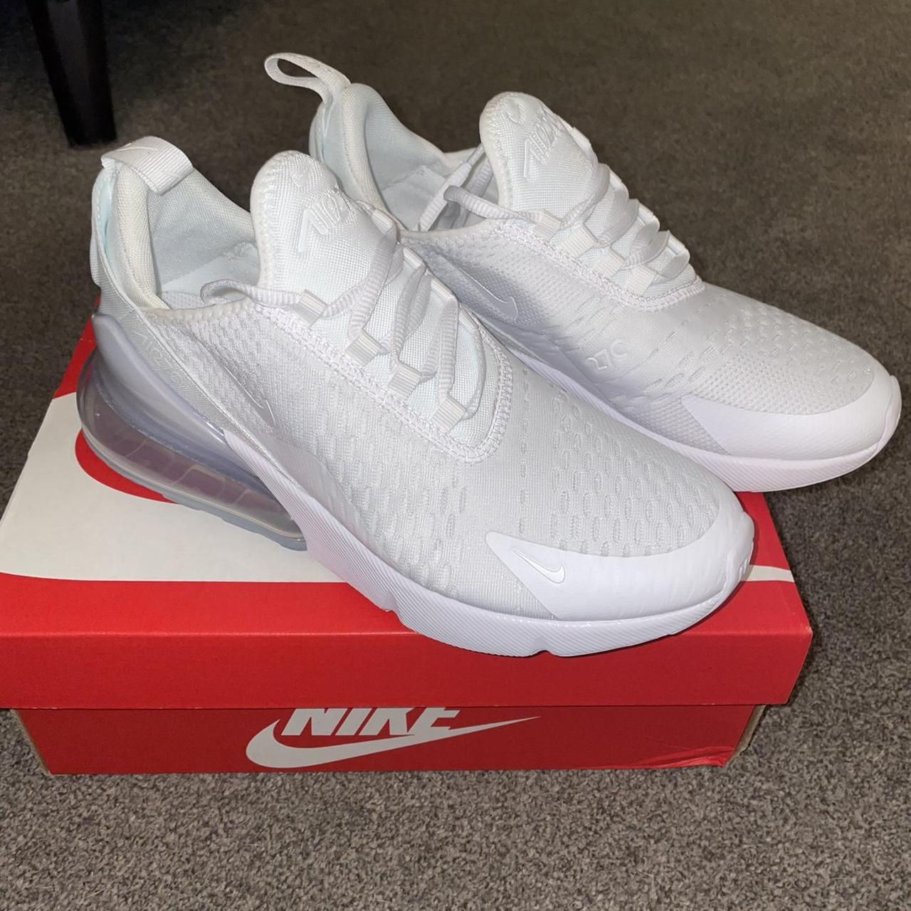 Nike air max 270 white metallic silver trainers. UK... - Depop