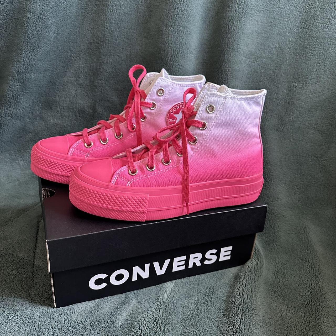 Pink ombre platform high top converse sneakers. Depop