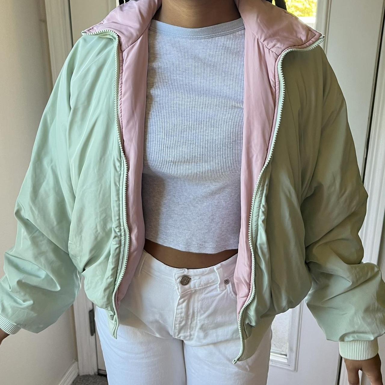 brandy melville reversible faith puffer jacket in... Depop