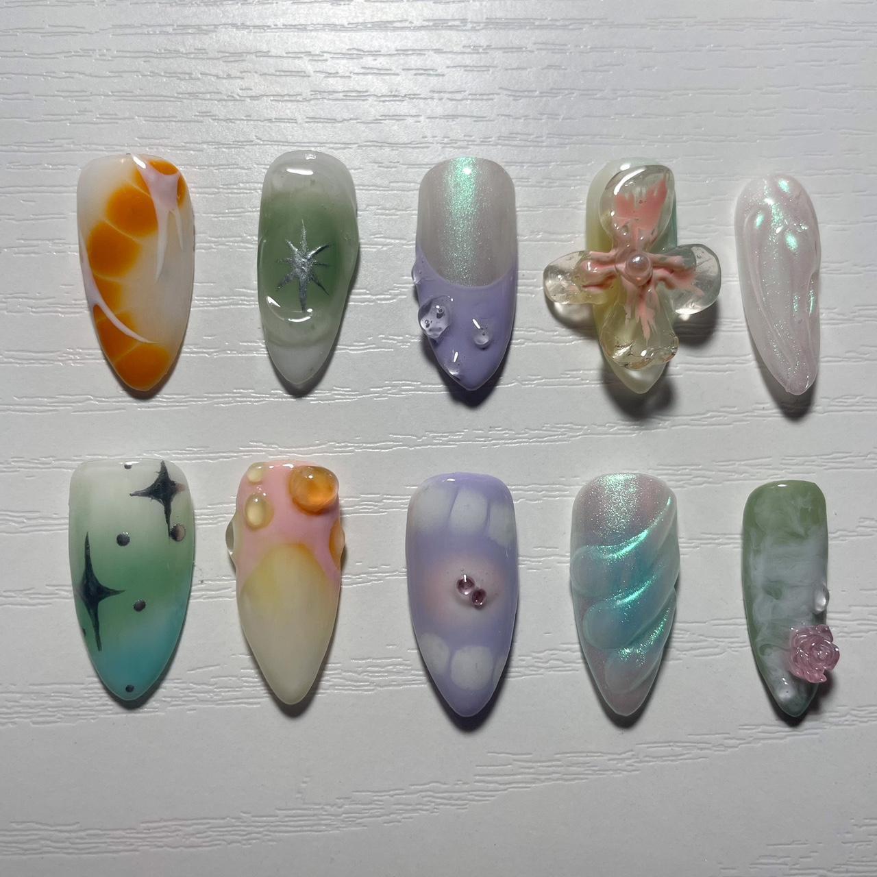 Ethereal thoughts Hand painted press on nails for... - Depop