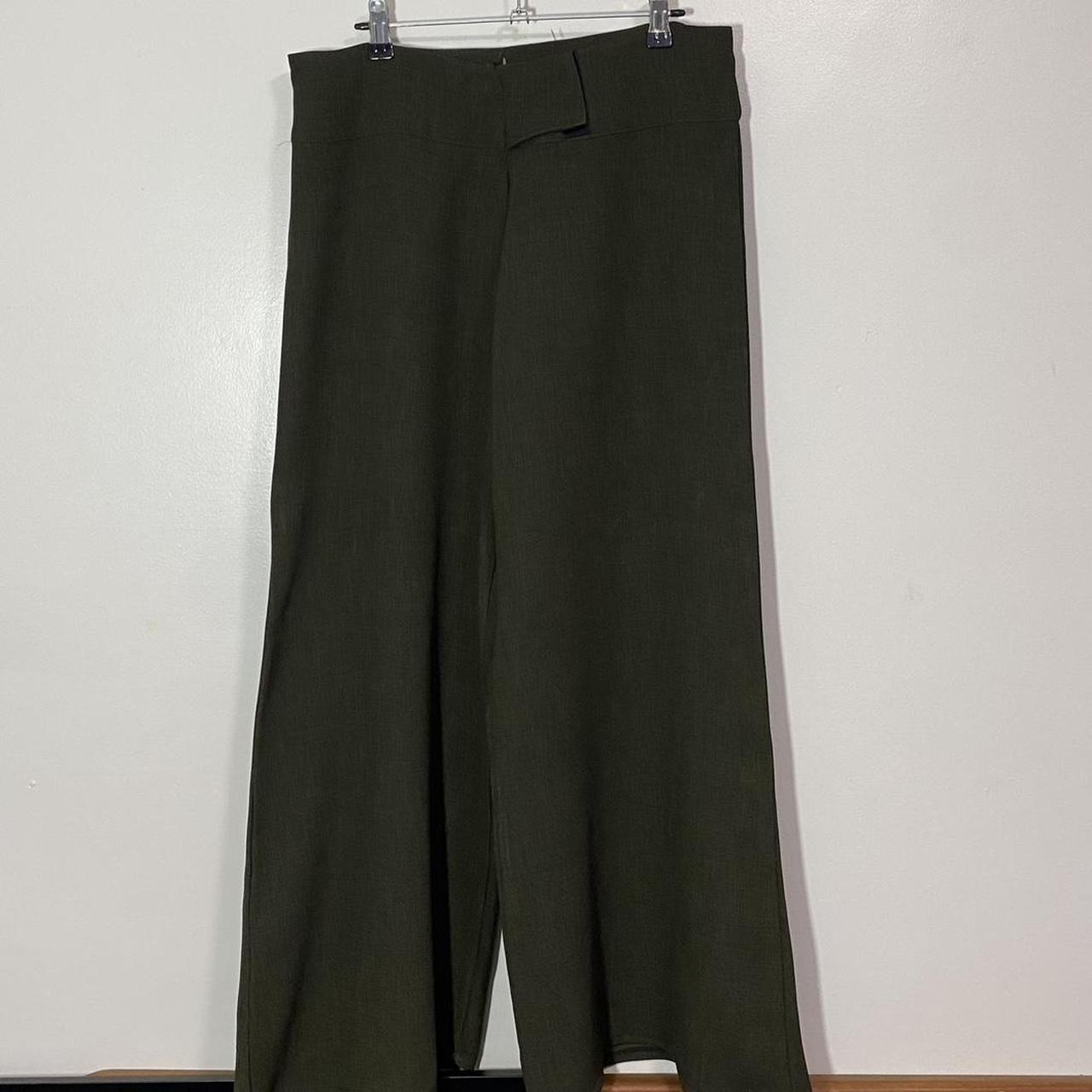 90s Chic Khaki Ultra Wide Leg Low Rider Slacks ... - Depop