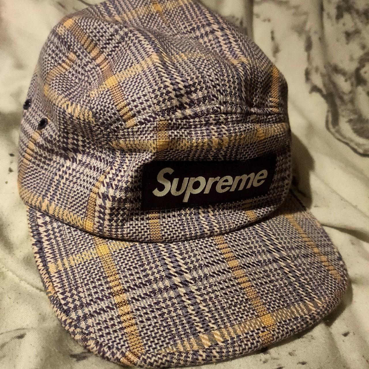 Supreme purple plaid cap - Depop