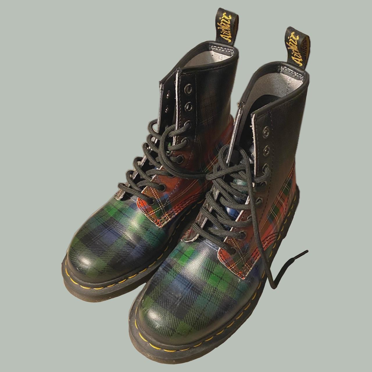 1460 mcmarten tartan leather ankle boots