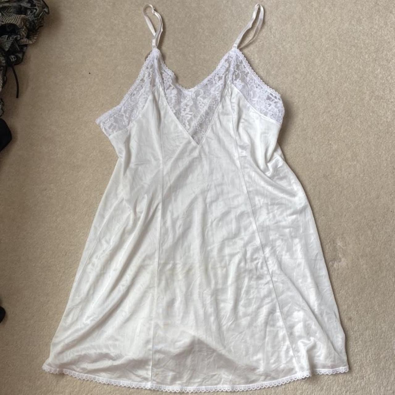 white lace satin night slip dress this walks the... - Depop