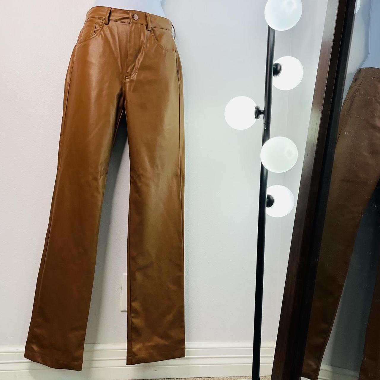 Zara Brown Faux Leather Pants, NWT, XS