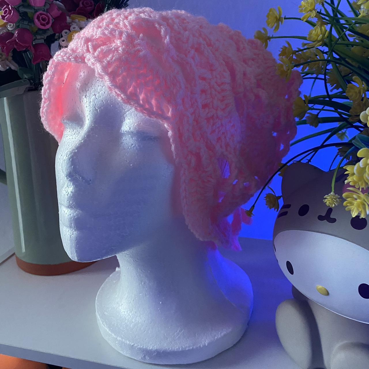 crochet bandana light pink 100 handmade with... Depop