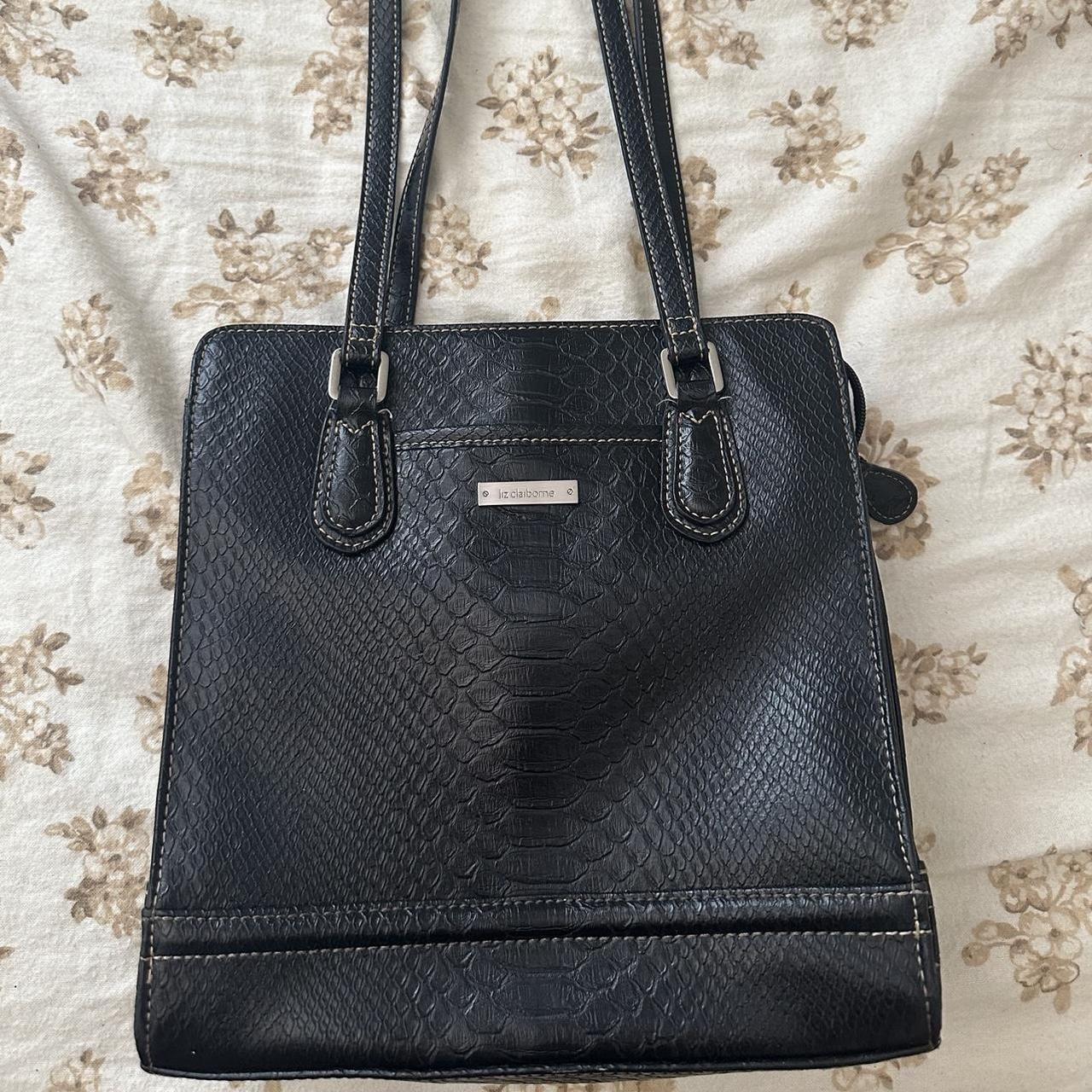 Black Leather Snake Print Liz Claiborne purse. Depop