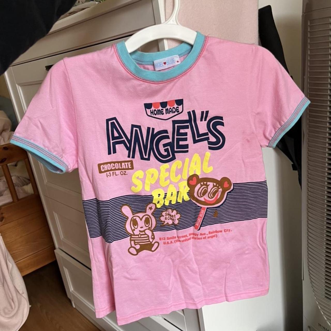 angel blue cropped baby tee “angel’s special bar”... - Depop