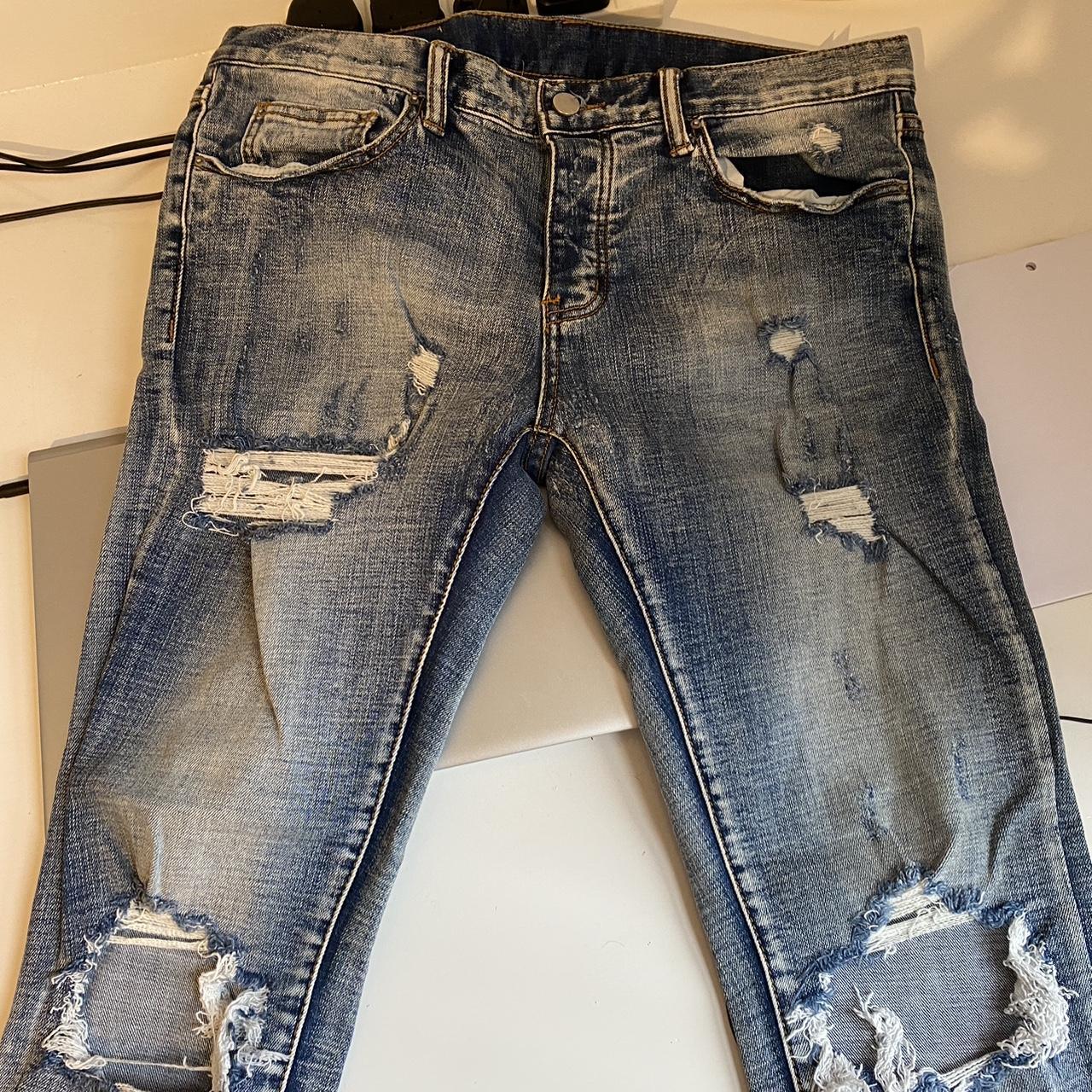 MNML ripped skinny jeans Size 33 Used, very good... - Depop