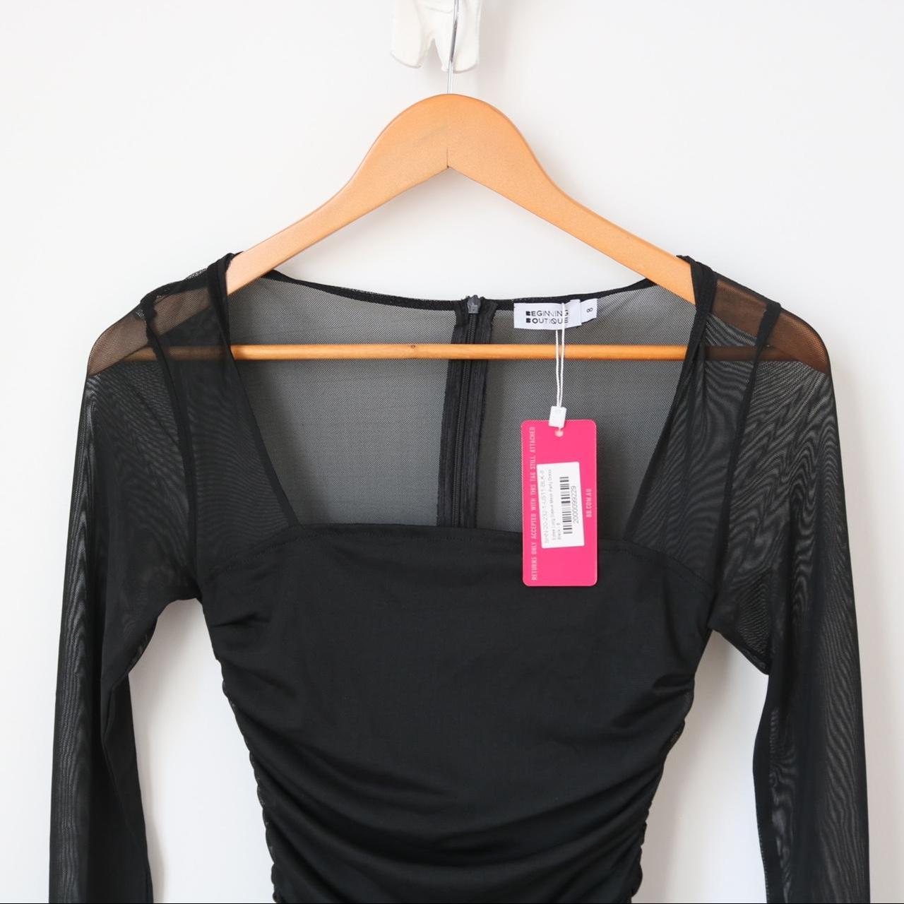 Estee Long Sleeve Mesh Party Dress Black – Beginning Boutique