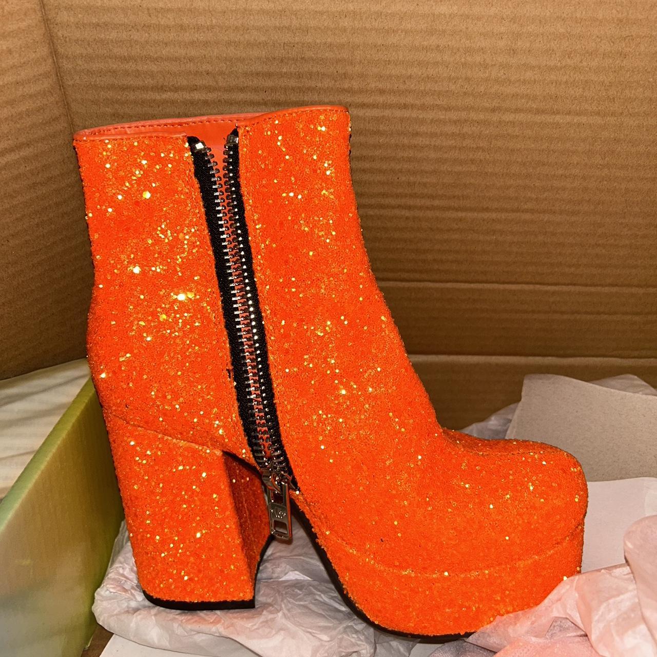 Dolls Kill Orange Glitter Boot Brand new & unworn... Depop