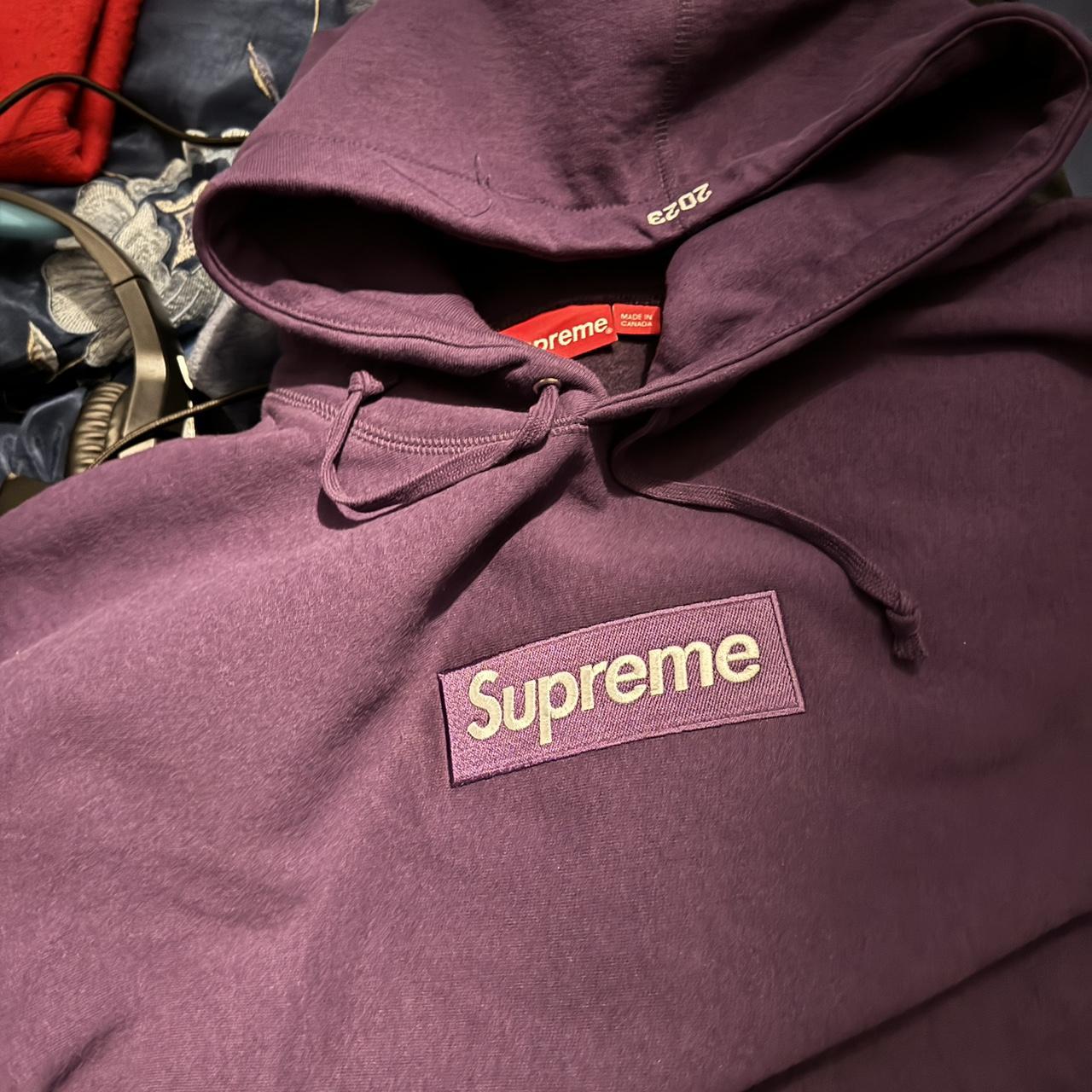 Supreme purple store box logo hoodie