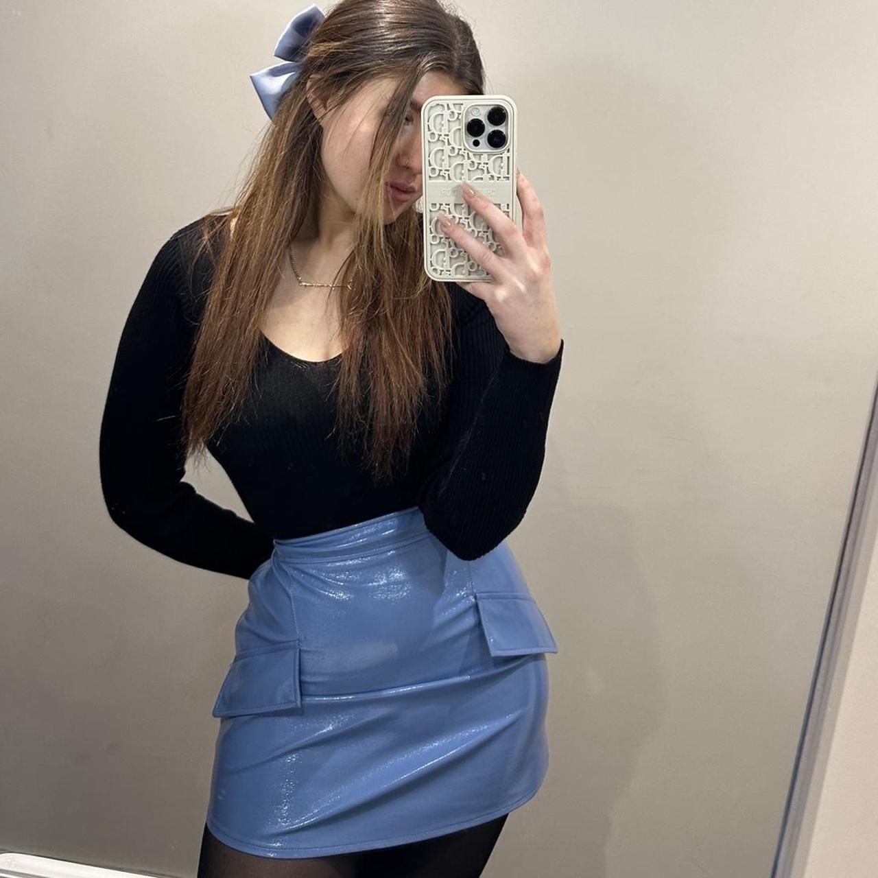 River island blue vinyl skirt Only worn once