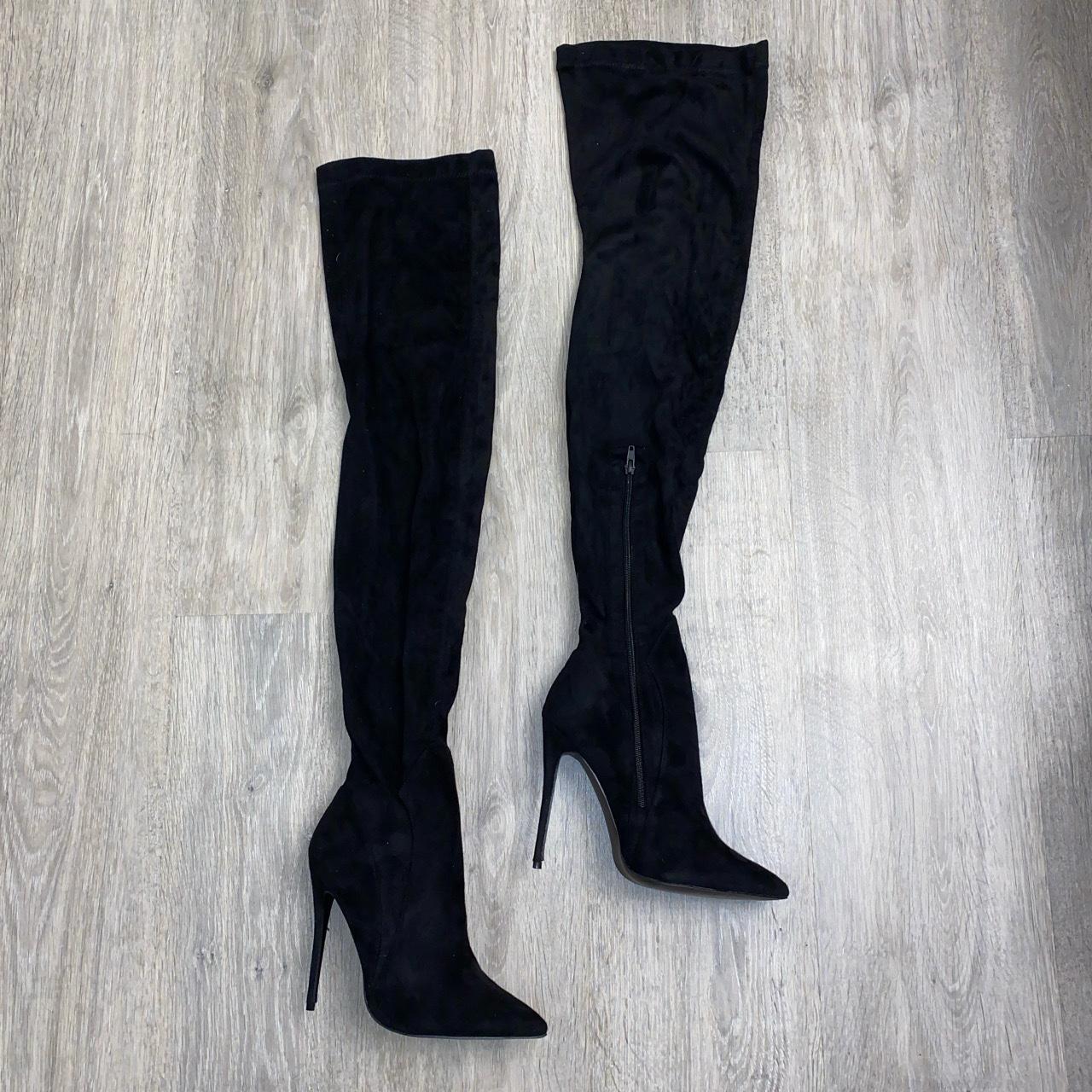 PLT OVER THE KNEE FAUX SUEDE BOOTS (UK 6) GOOD... Depop