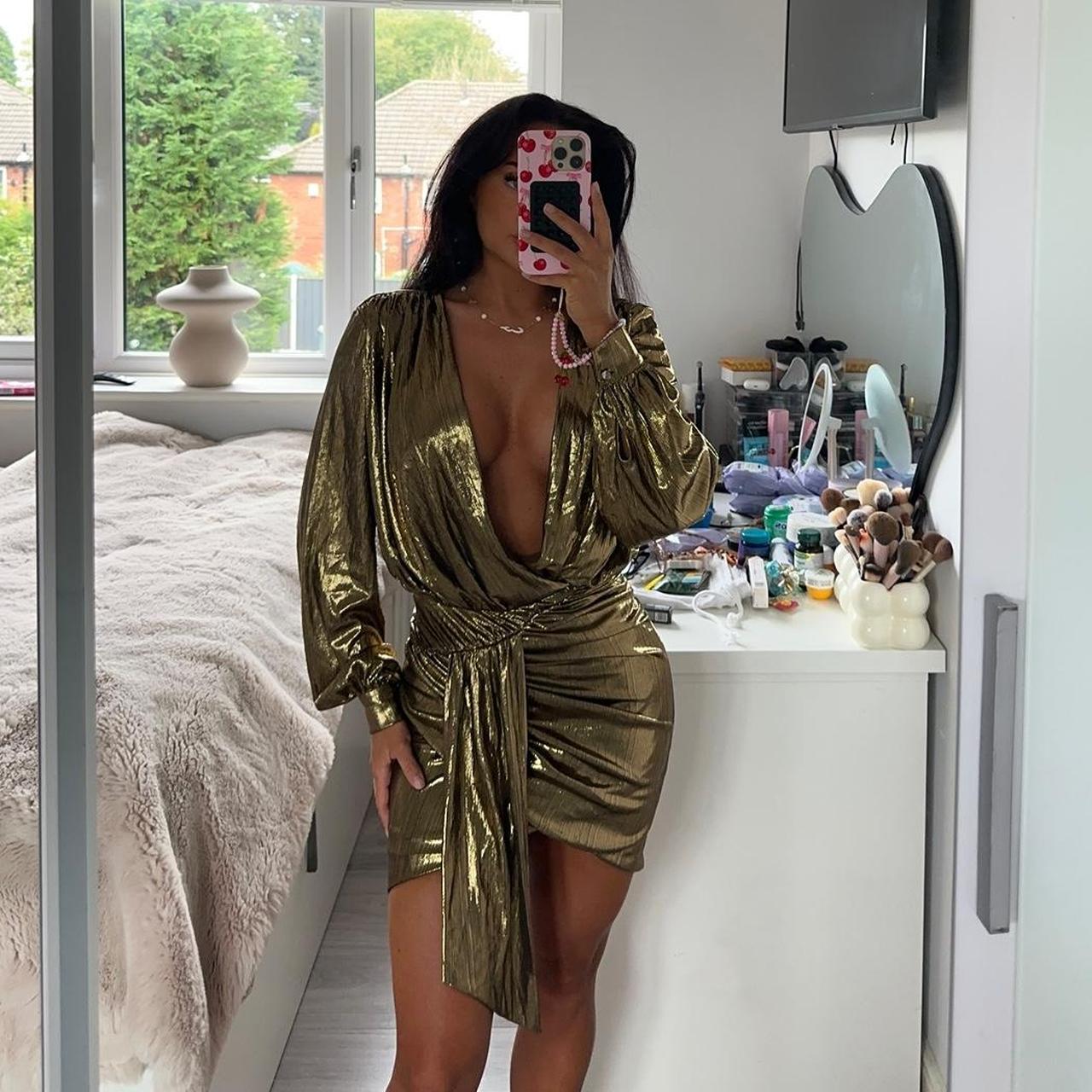 HOUSE OF CB METALLIC BRONZE DRAPE MINI Depop