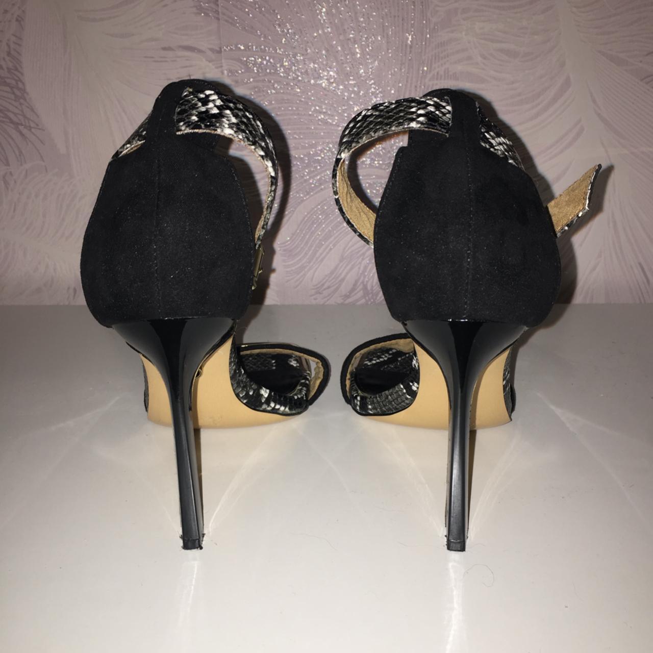 River Island black snake print heels Worn once Size:... - Depop