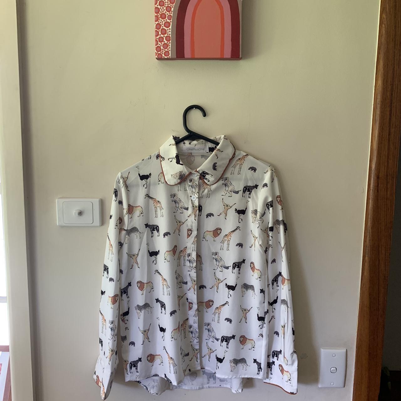 Gorgeous satin blouse with animals! Perfect for... - Depop