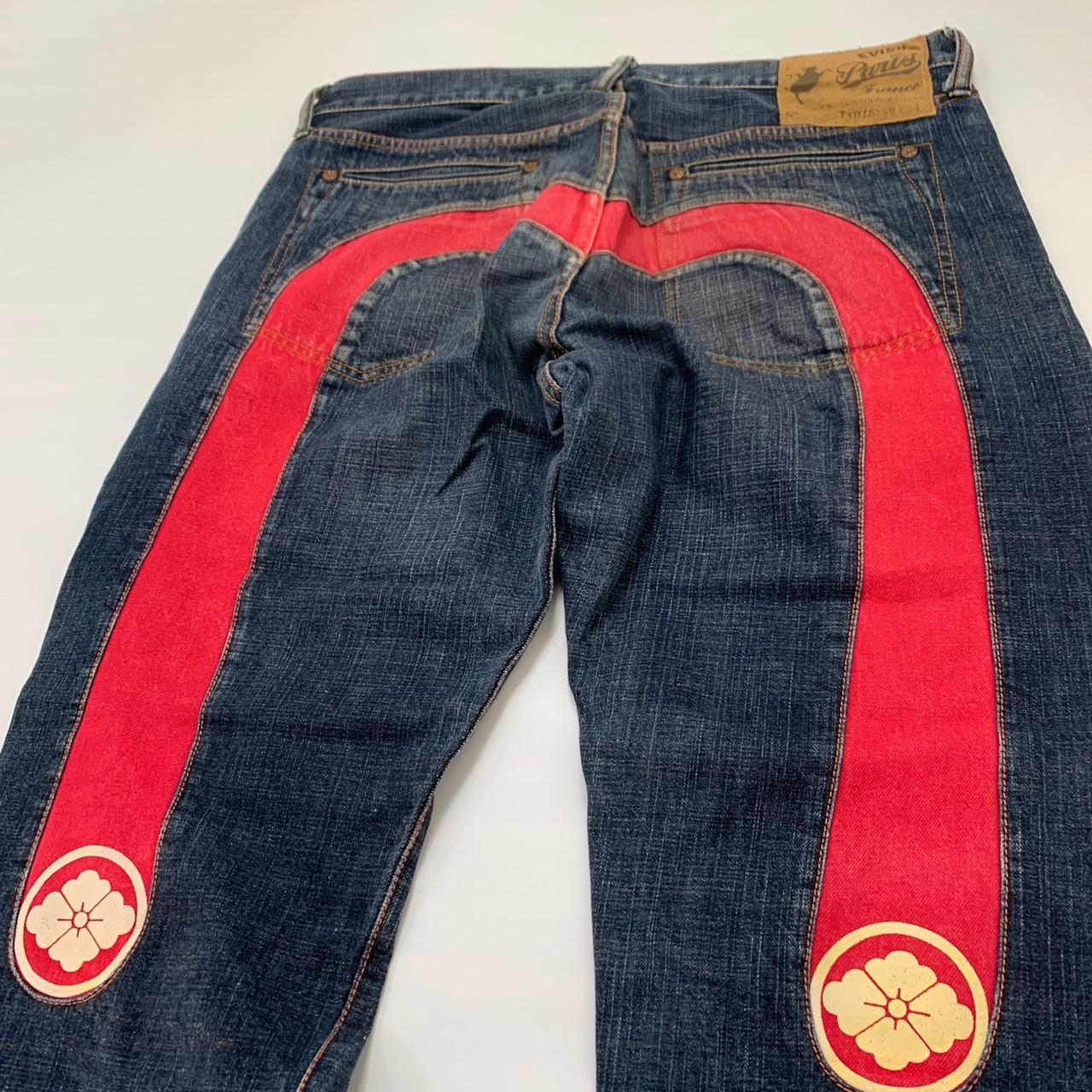 Baggy Evisu Jeans Size 38 Evisu Red Stitched Depop