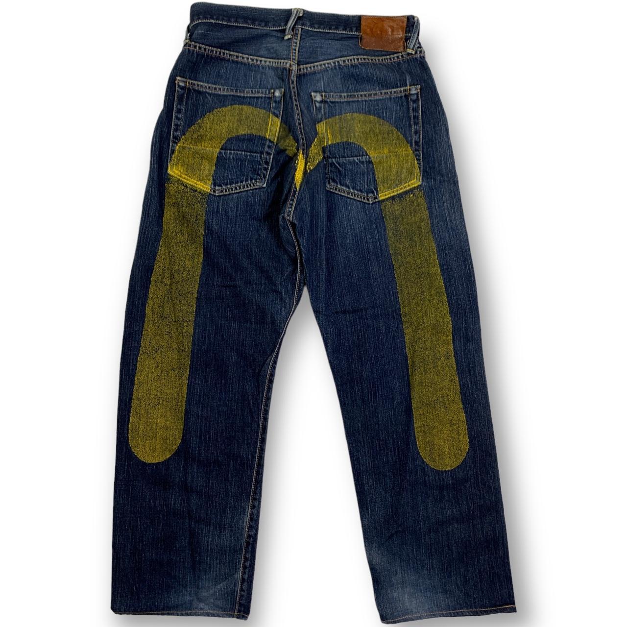 Baggy Evisu Jeans Size 32 Evisu yellow daicock... - Depop