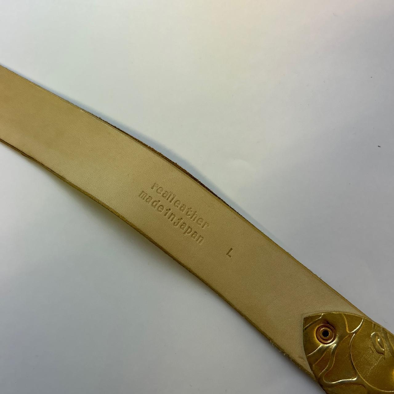 Gold スワロフスキー BAPE 型押し レザー ベルト a bathing ape