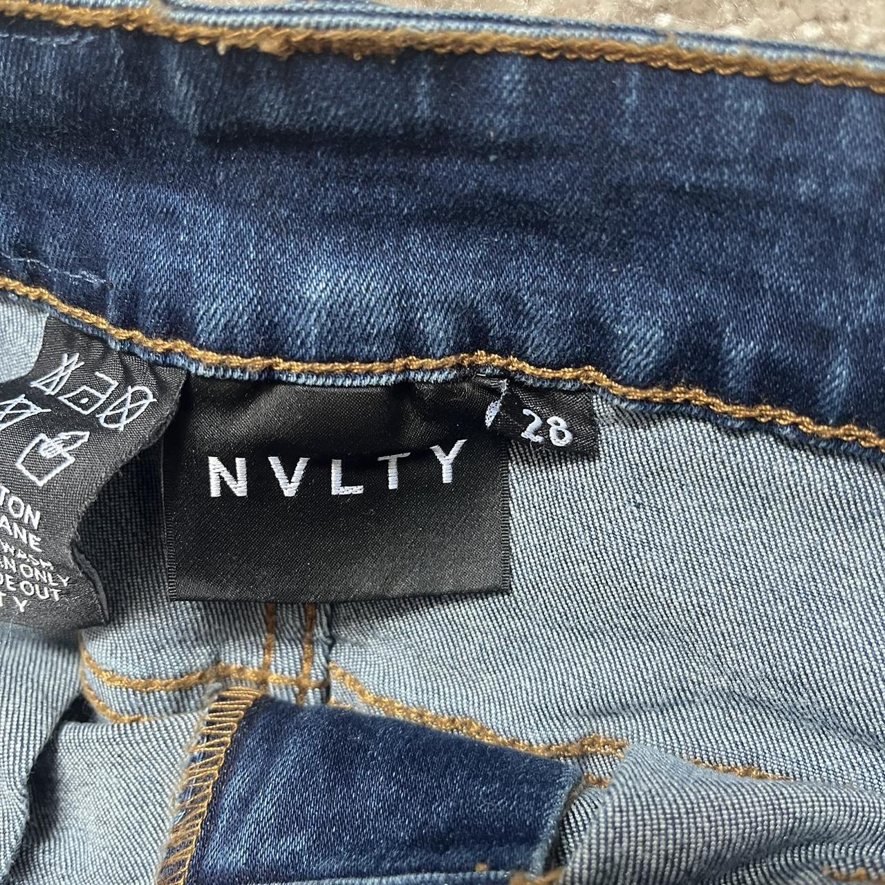 NVLTY Paint Splatter Skinny Jeans in Navy Size... - Depop