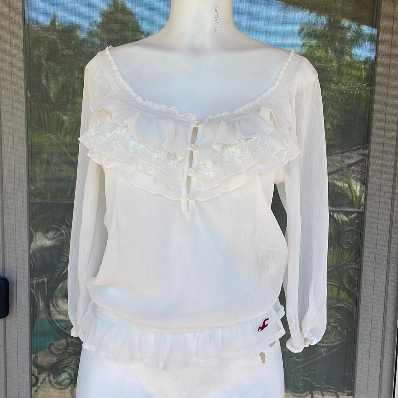 Beautiful Hollister Womens Ruffle Sheer mid sleeve. Depop