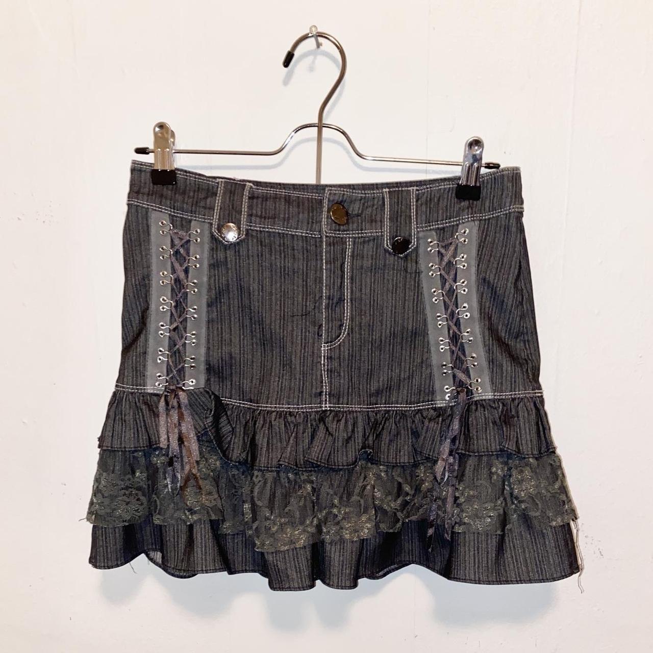 Coquette denim corset, created from reworked vintage - Depop