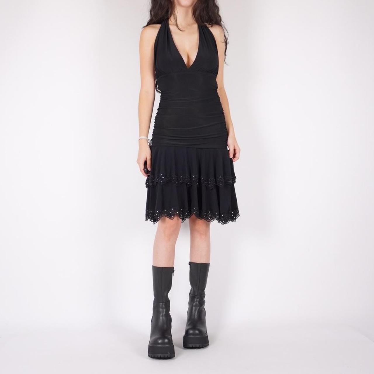 vintage 90s black lace tiered dress Brand: cocomo,... - Depop