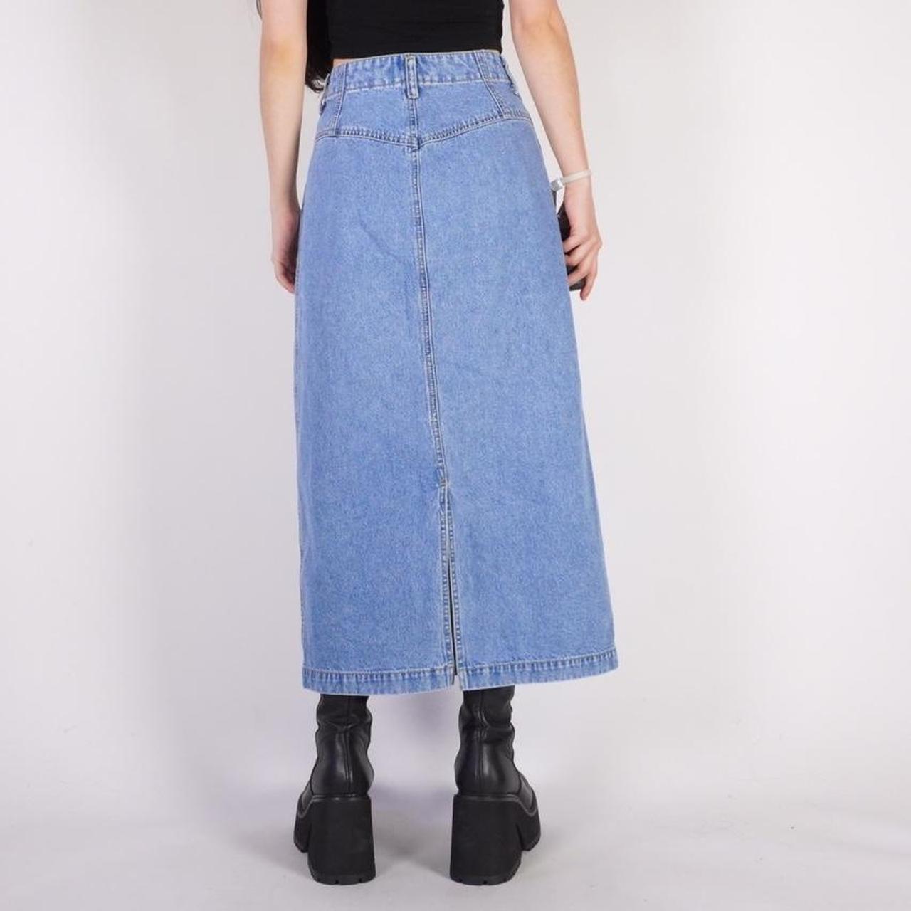 90s blue denim maxi skirt Brand: lizwear,... - Depop