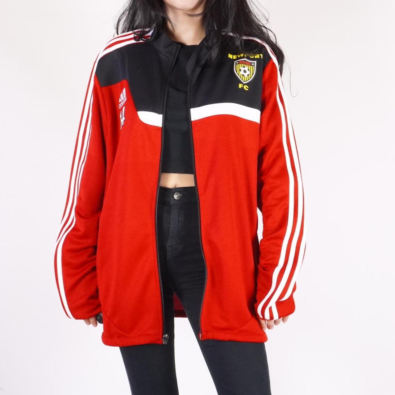 Adidas Red Striped Soccer Track Jacket Brand Depop 6792