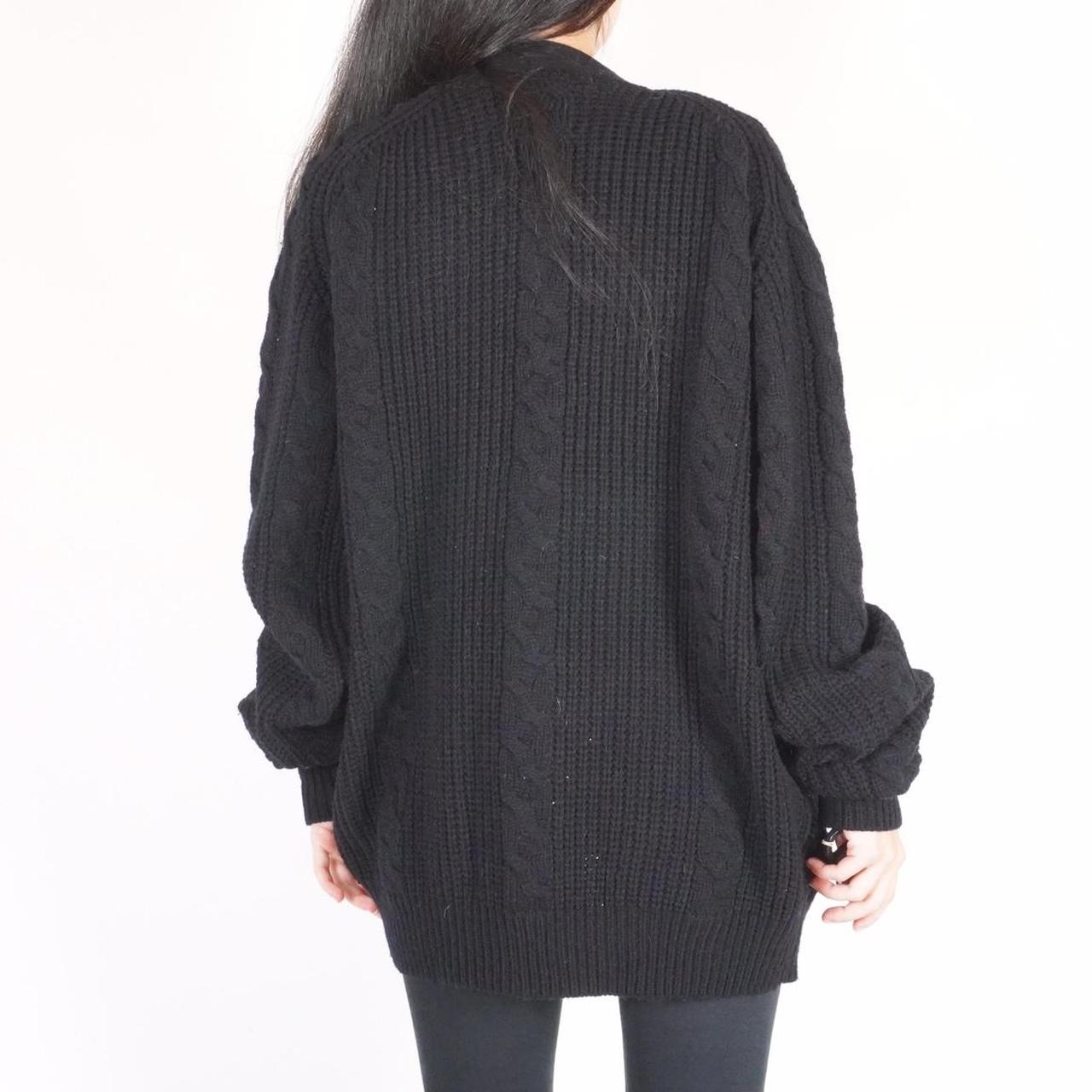 90s black knit grandpa cardigan sweater Brand:... - Depop