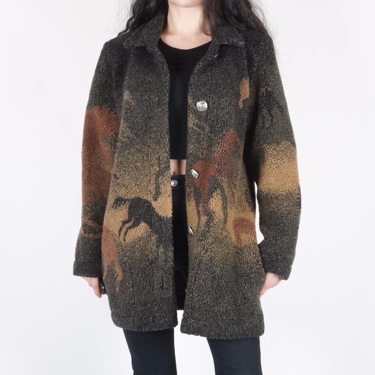vintage 90s brown horse animal fleece jacket Brand... Depop