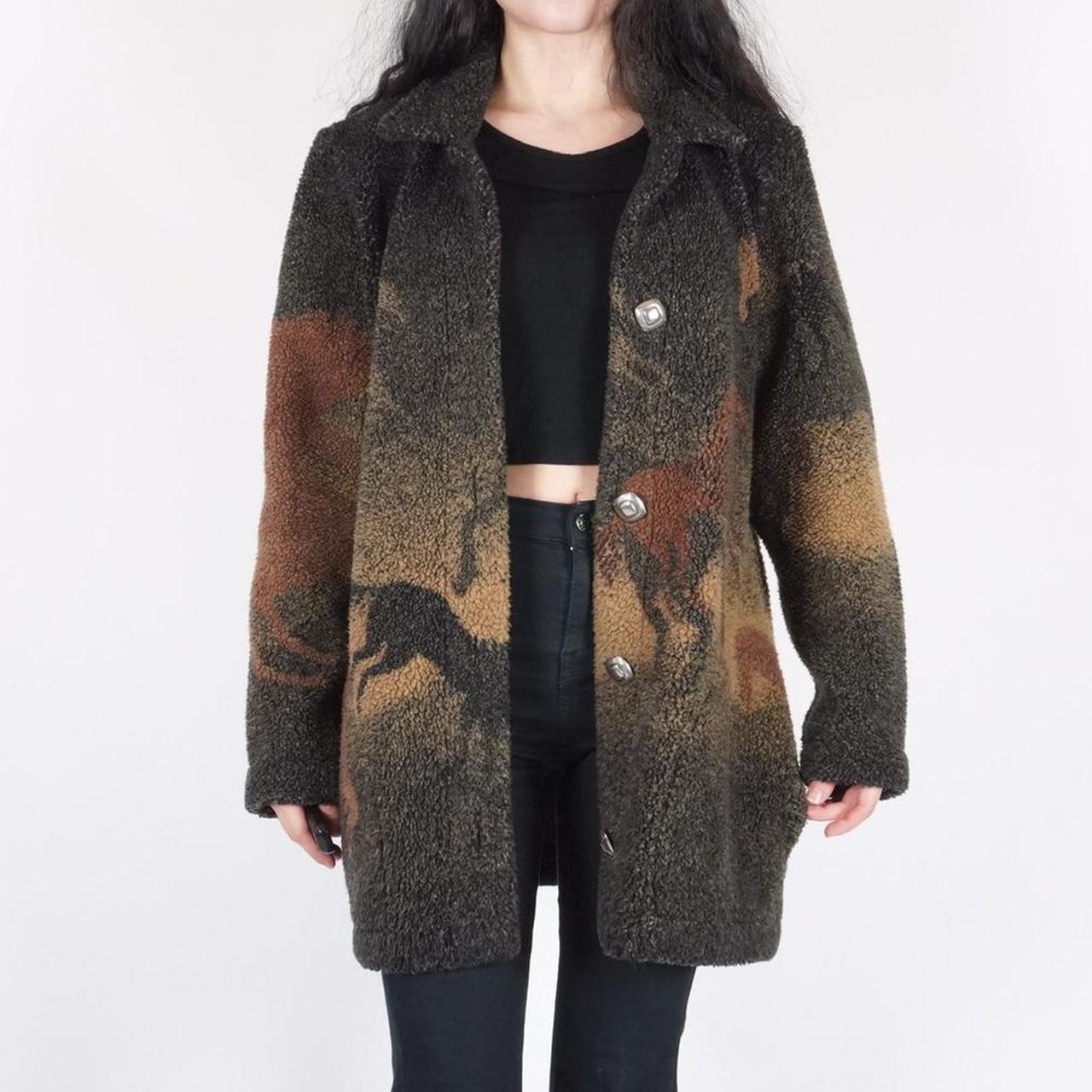 vintage 90s brown horse animal fleece jacket Brand... Depop