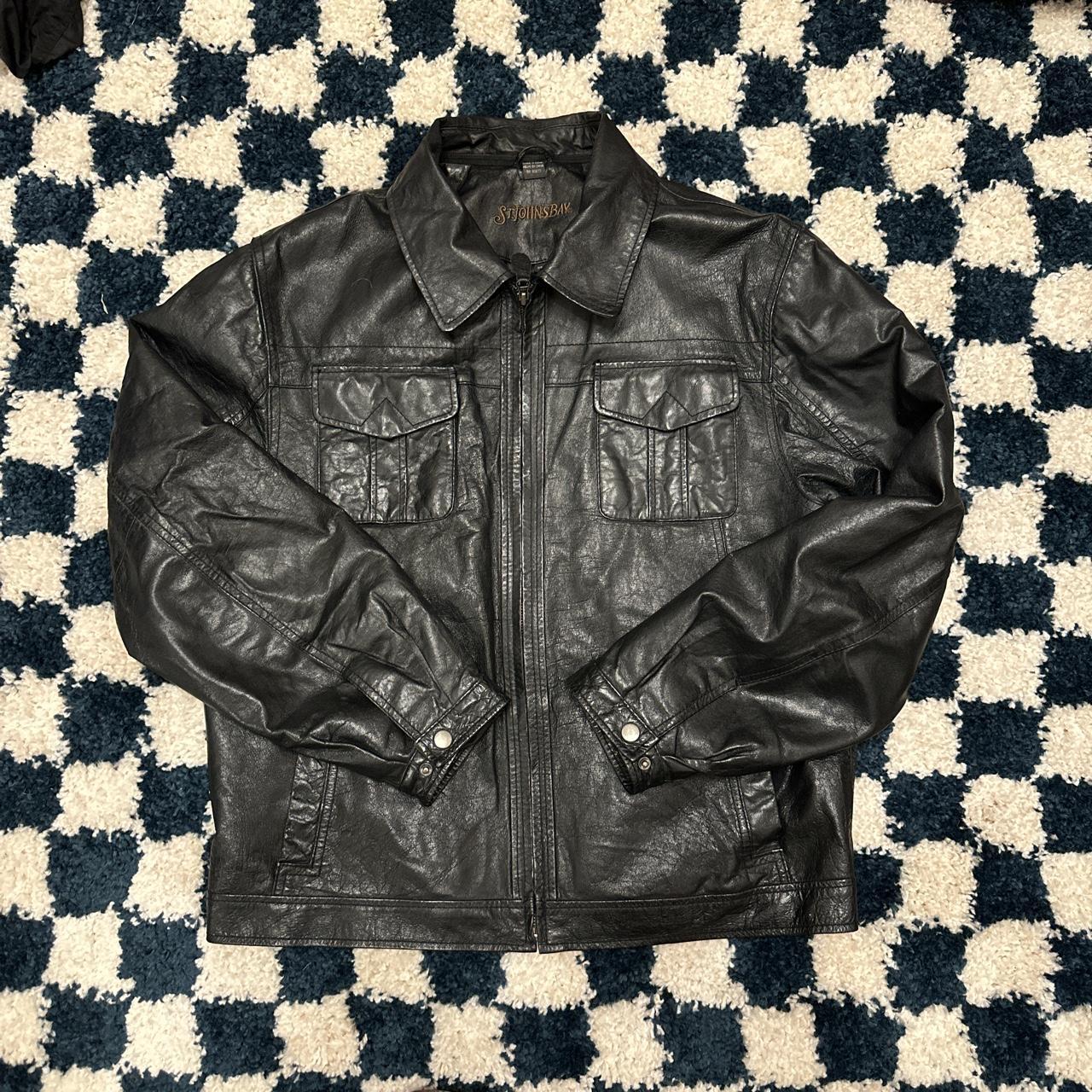 Vintage St. John’s Bay leather jacket, men’s size... - Depop