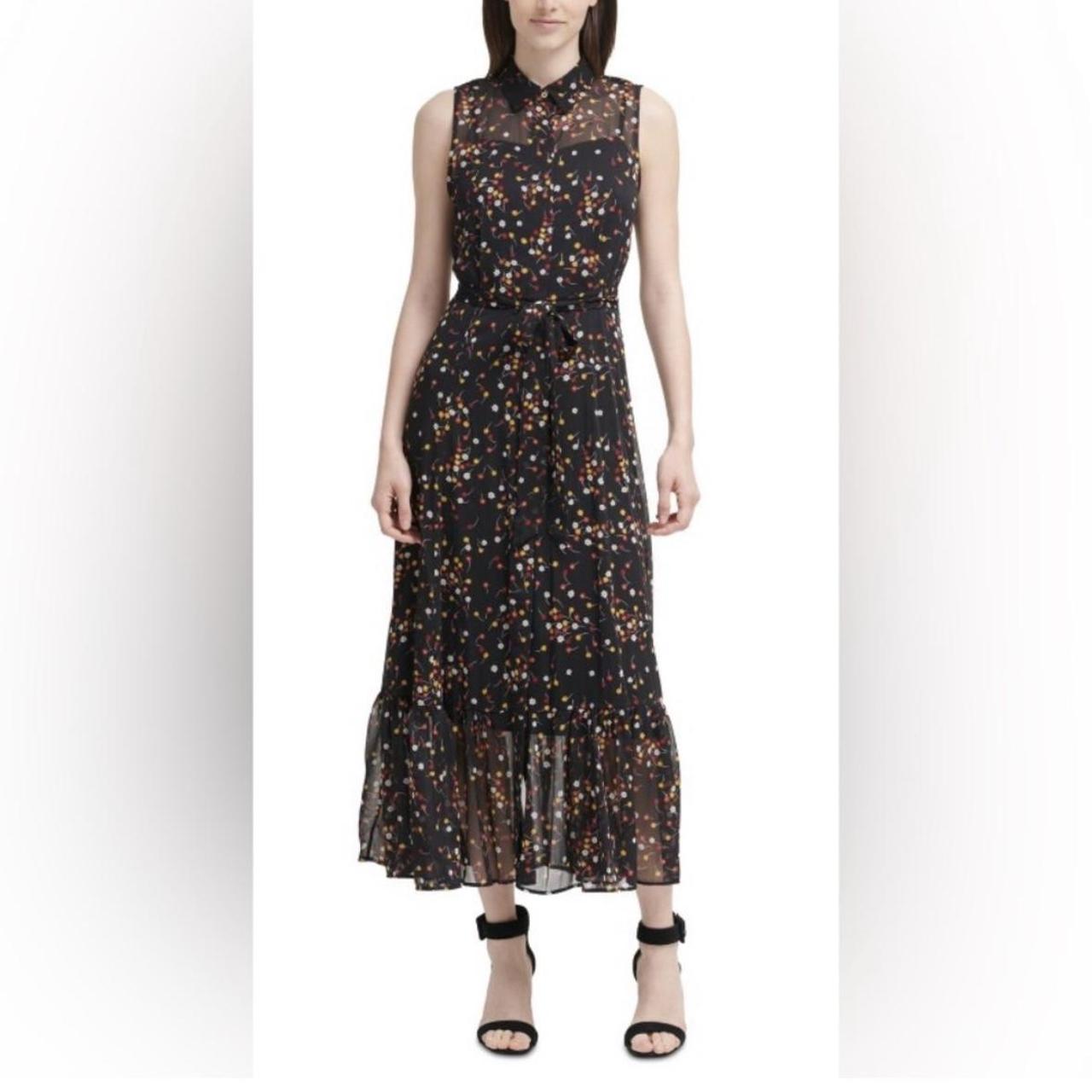 Calvin klein button outlet front midi dress