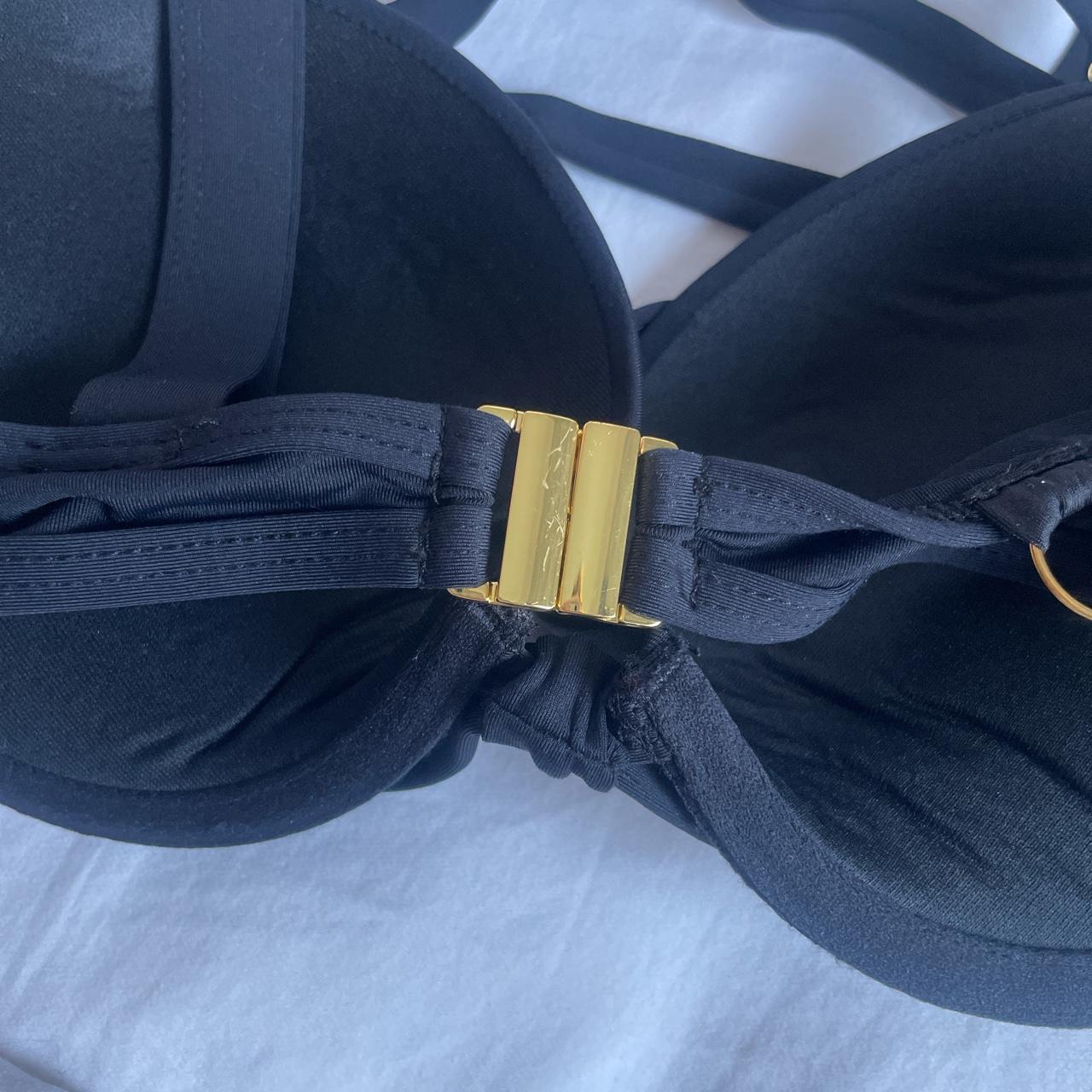 Ann Summer black bikini top Black with gold buckles... - Depop