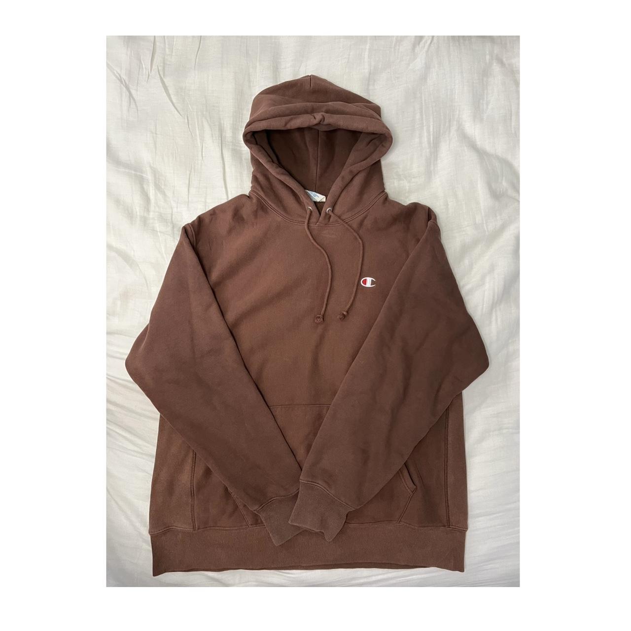brown champion hoodie - Depop
