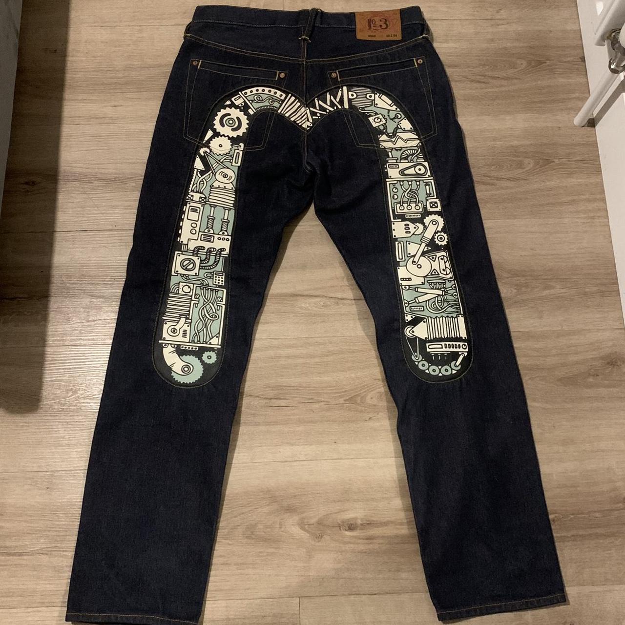 ️‍🔥EVISU ️‍🔥 💽Evisu mechanical Daicock print jeans in... - Depop