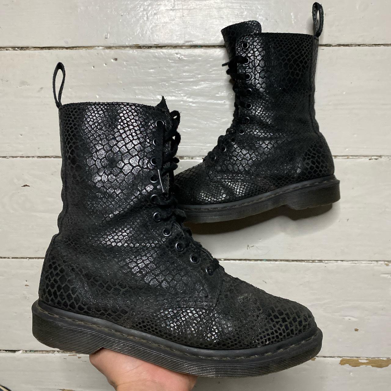 Dr Marten Snakeskin Black Boots In good clean. Depop