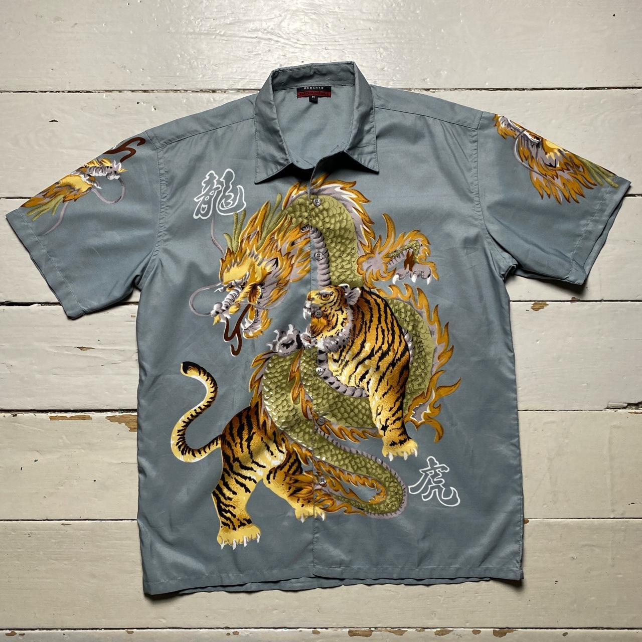 Dragon and Tiger Silk Y2K Vintage Shirt 🐉 In great... - Depop