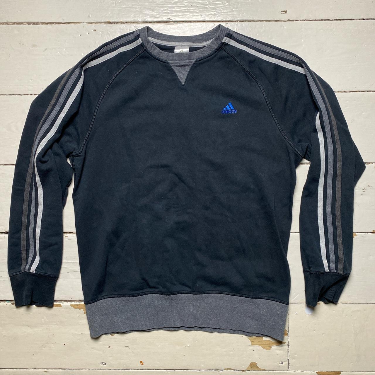 Adidas Performance Essentials Jumper Black and Blue... - Depop