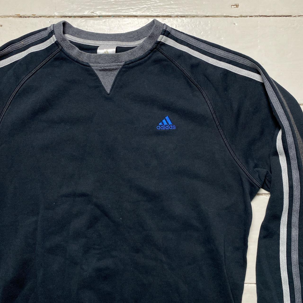 Adidas Performance Essentials Jumper Black And Blue Depop