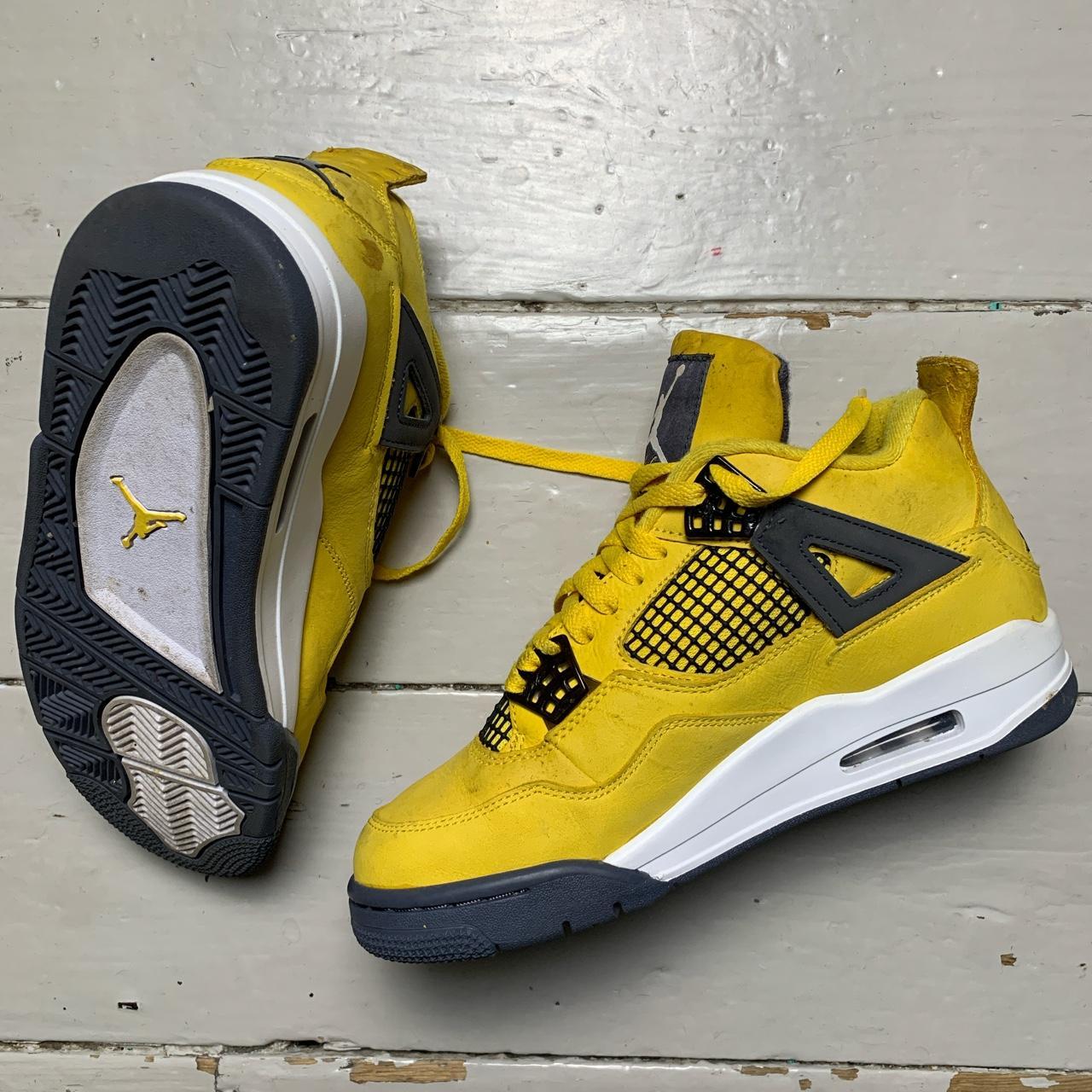 Jordan 4 Yellow Thunder and Black ⚡️ In great... Depop