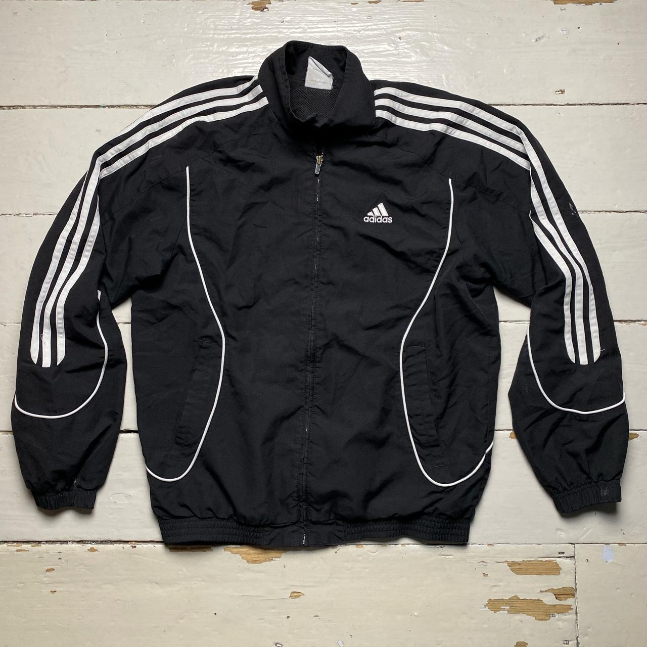 Adidas Vintage Shell Tracksuit Jacket Black and... - Depop